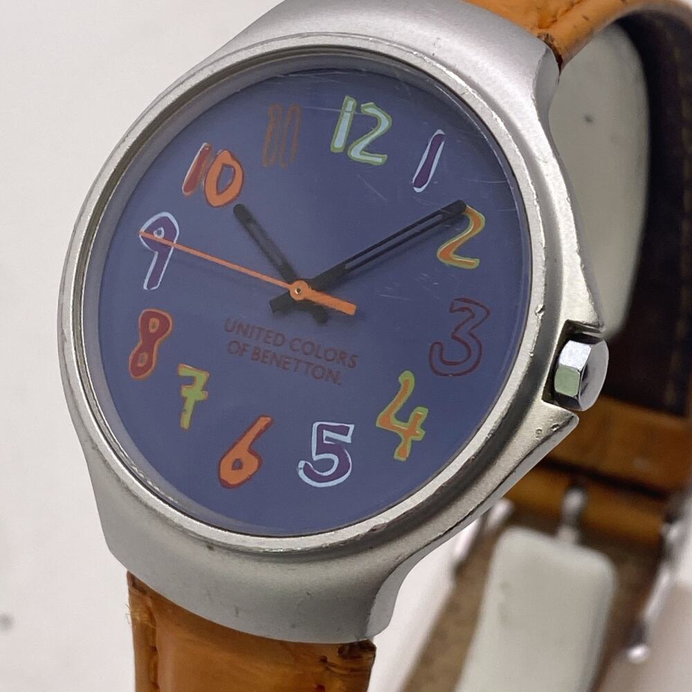 United Colors Of Benneton Womens Leather Watch Works New Battery Vintage